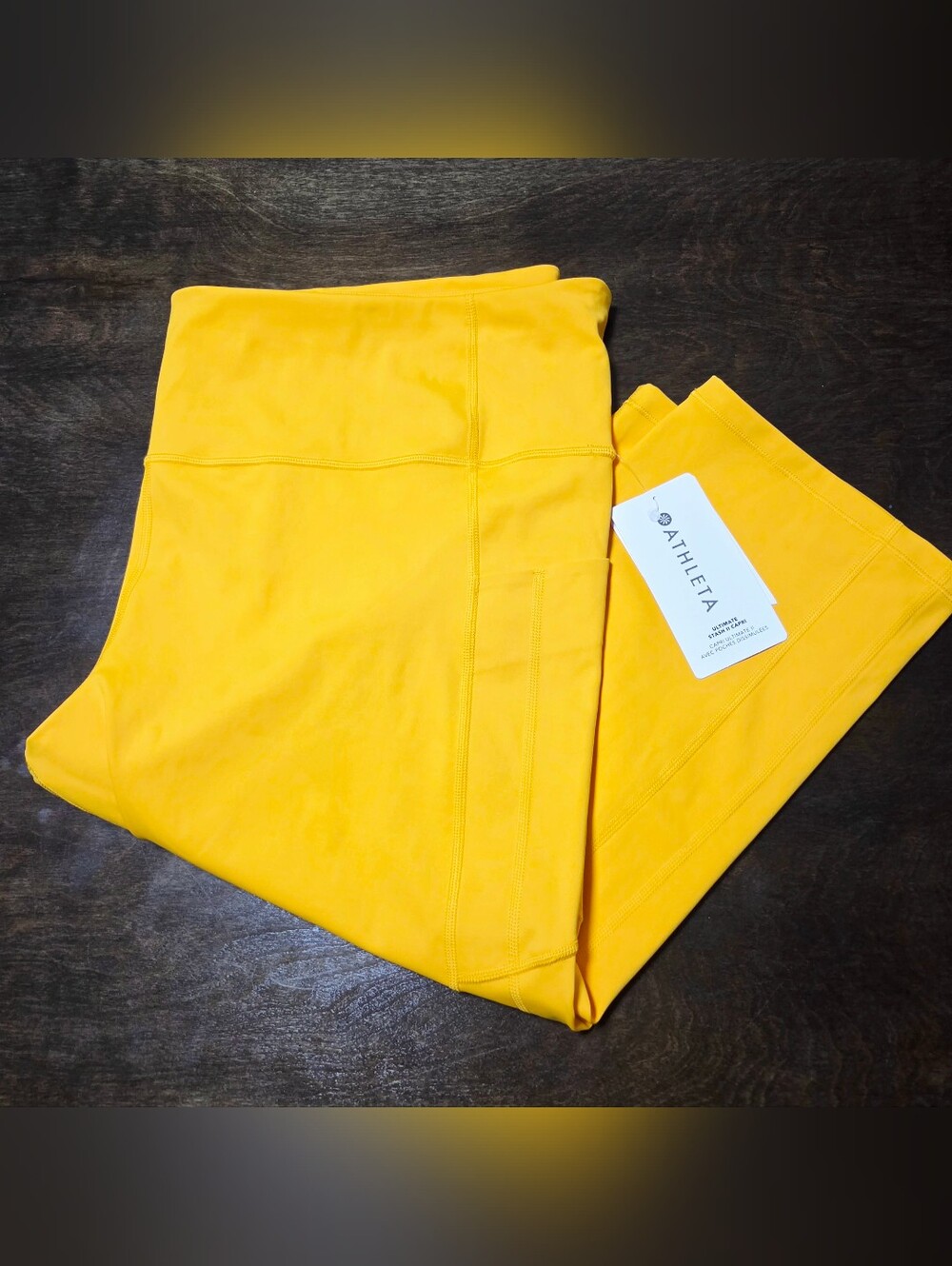 Athleta Ultimate Stash II Capri 3X Bright Yellow High Rise Pocket Leggings NWT
